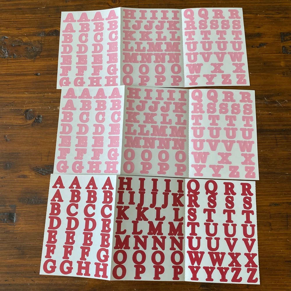 Creative Memories Alphabet Sticker Sheets Pink Red Bubble Font Scrapbooking 3pk